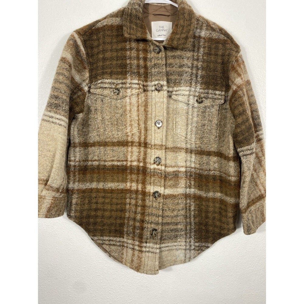 Wilfred Free Aritzia The Ganna Womens Wool Plaid Shacket Jacket M Oversized - Picture 6 of 16